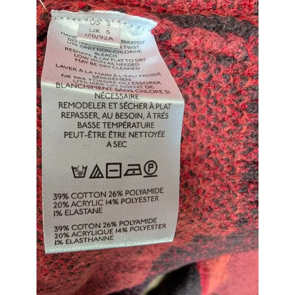 Free People State Side Cardigan Sweater Women's S Red Black Floral Button-Up NWT - Picture 3 of 3